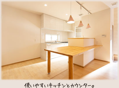 使いやすいキッチンとカウンター。